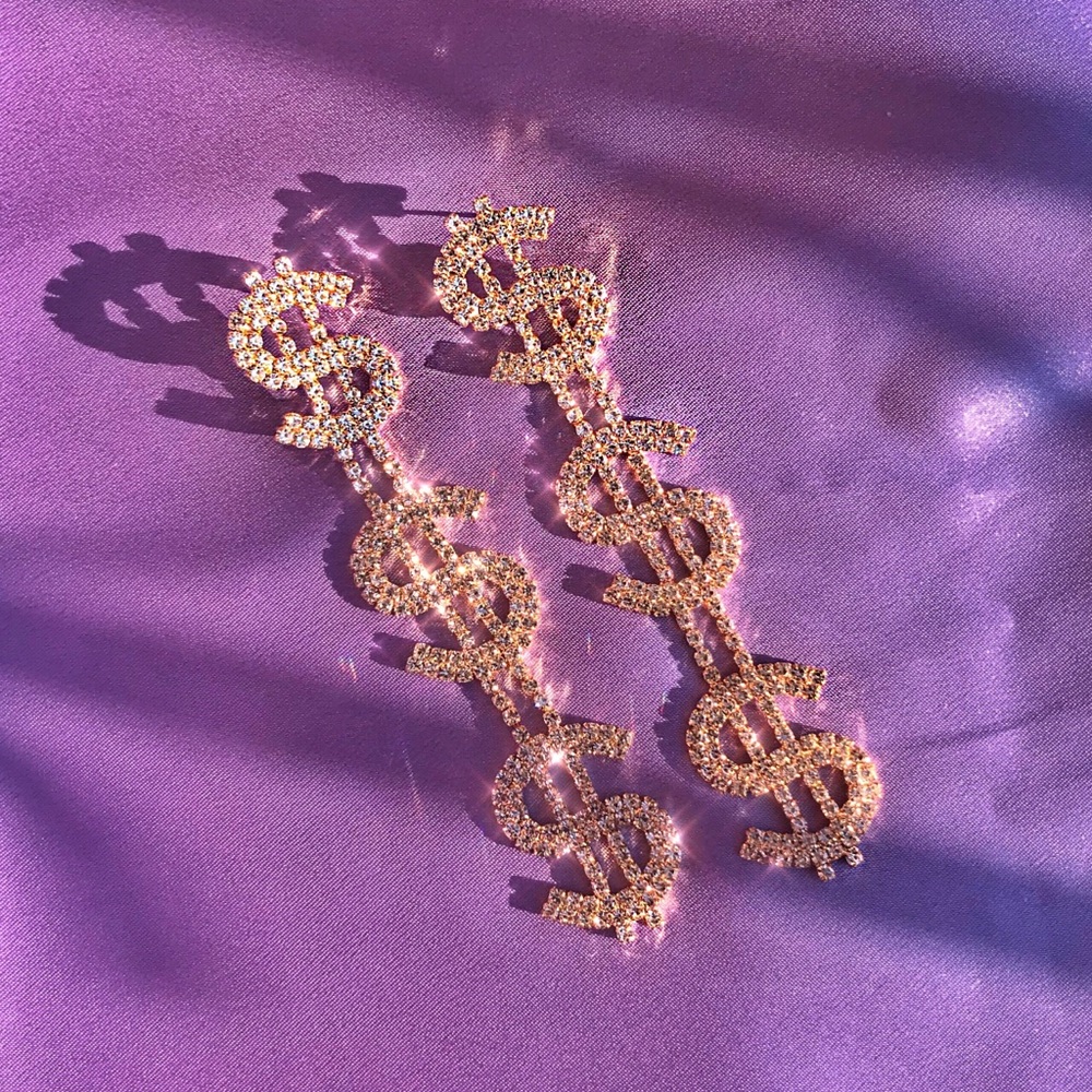 CHANDELIER EARRINGS DOLLAR SIGN $